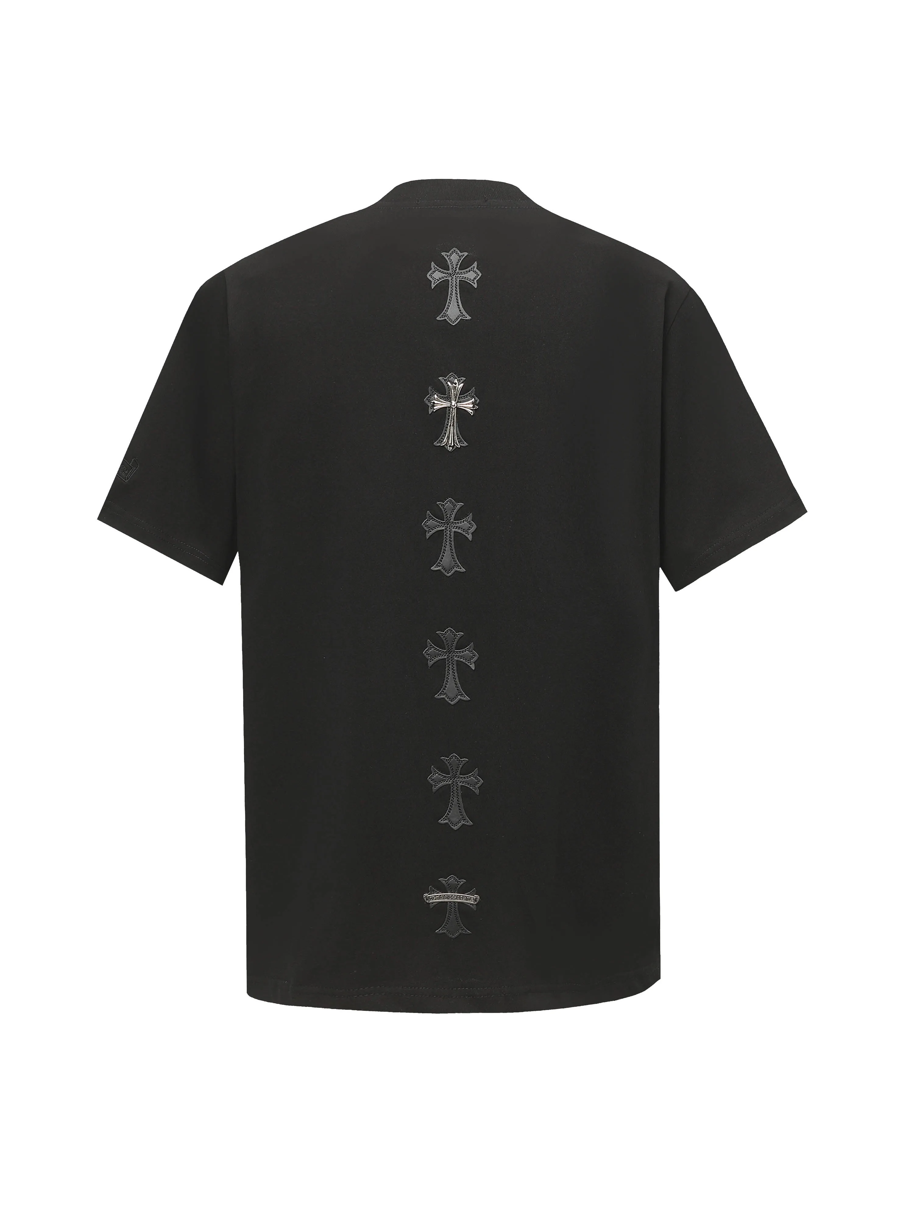 🅿️190 COME HEARTSCH/Cro Heart 25ss string label leather label short-sleeved T-shirt. Uses direct injection imported machine printing hardware and accessories. All grinding and customization. Correct configuration. Black 2025 packaging. 280 grams custom-dyed double yarn cotton. The version is large, loose and stylish. The difference is that the low version is slim and long. The upper body is pulled at the hips. The high-density main mark is hand-sewn. The washed tag is the same for men and women. Color: black/white Size: XS-L